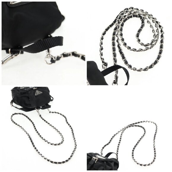PRADA Chain Shoulder Bag Nylon Black Silver Auth 128179M - Picture 16 of 16
